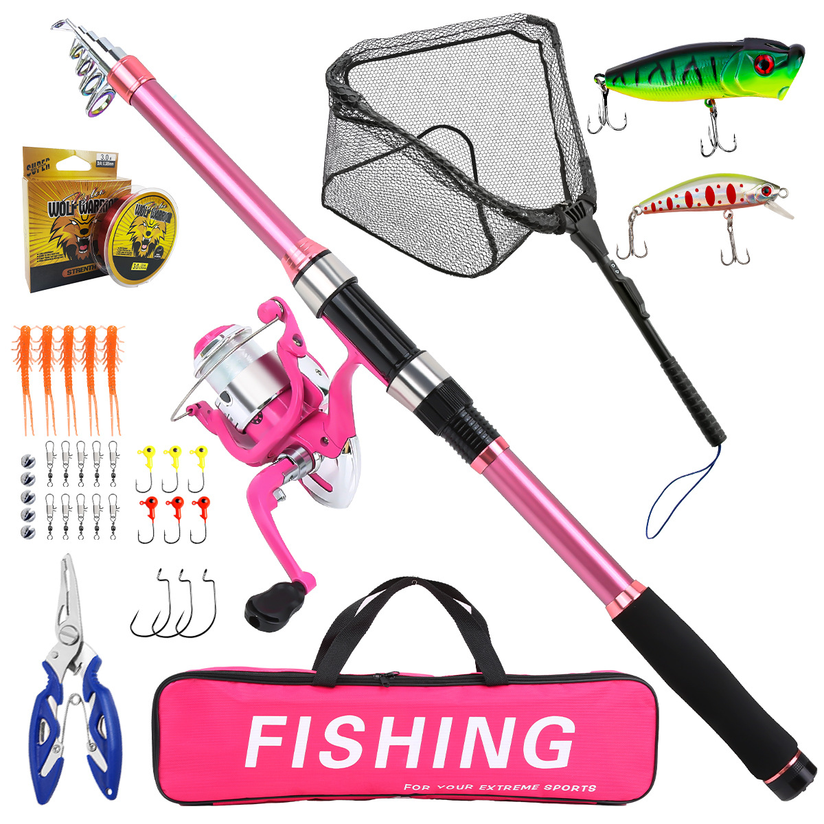 Fishing Rod Spinning - Conjunto completo de vara de pesca