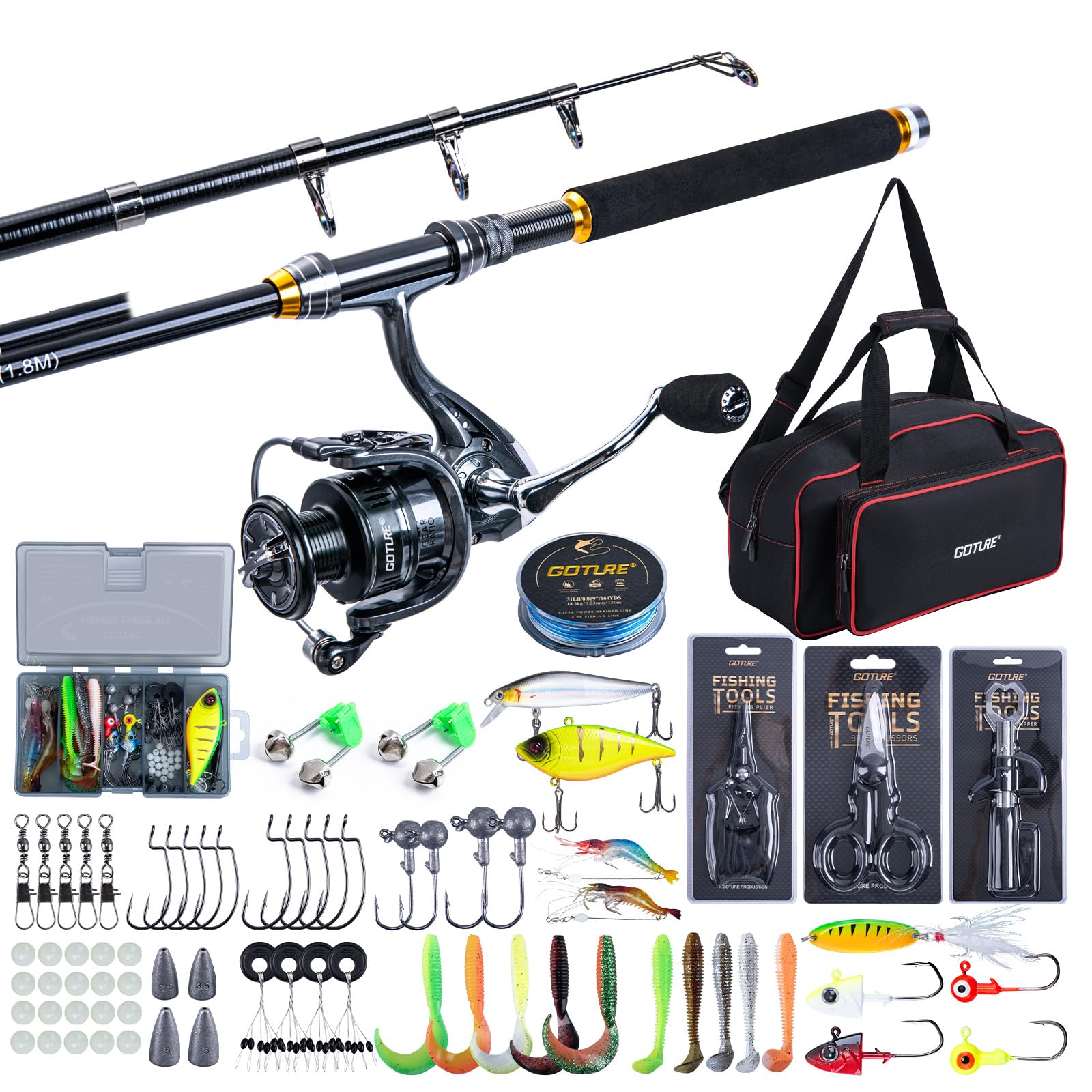 Goture vara de pesca telescópi - Fishing Rod Spinning avaliação e preço